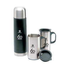 HUSQVARNA Kit Thermos in acciaio inox 500ml con 2 tazze in astuccio da viaggio