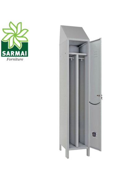 ARMADIO SPOGLIATOIO SPORCO PULITO SLIM 1 ANTA 36x50xH 179 cm IN METALLO GRIGIO