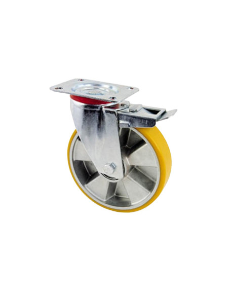 RUOTA AVO 37BIS 200X50 SUPPORTO GIREVOLE CON FRENO IN POLIURETANO