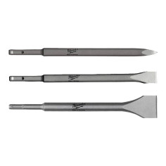 MILWAUKEE Set scalpelli SDS-Plus  1 x punta 1 x piatto 1 x largo 250 mm