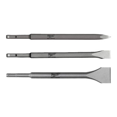 MILWAUKEE Set scalpelli SDS-Plus  1 x punta 1 x piatto 1 x largo 250 mm
