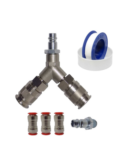 Kit Raccordi Aria Compressa Attacco Tubo Innesto Rapido Multipresa