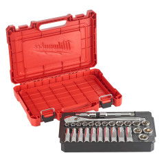 MILWAUKEE Set metrico di 28 cricchetti più bussola da 1/2" fornito in valigetta