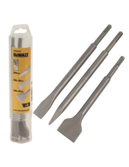 DeWALT DT60330-QZ SET 3 SCALPELLI A PUNTA PIATTO E A SPATOLA SDS-PLUS