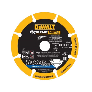 DEWALT DT40251 Disco da taglio per metalli diamantato 1000 tagli diametro 115 mm