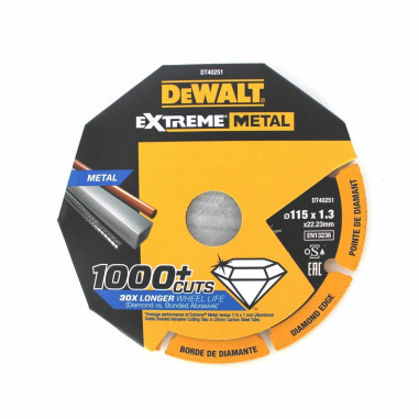 DEWALT DT40251 Disco da taglio per metalli diamantato 1000 tagli diametro 115 mm