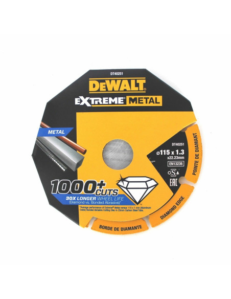 DEWALT DT40251 Disco da taglio per metalli diamantato 1000 tagli diametro 115 mm