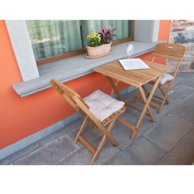 Losa Legnami Bistrot Cannes Tavolo pieghevole e 2 Sedie pieghevoli in Legno