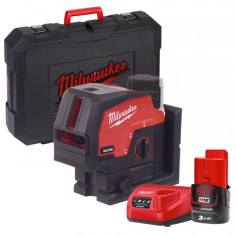 MILWAUKEE Livella Laser lineare Verde M12 CLLP-301C a 2 linee con 2 punti piombo