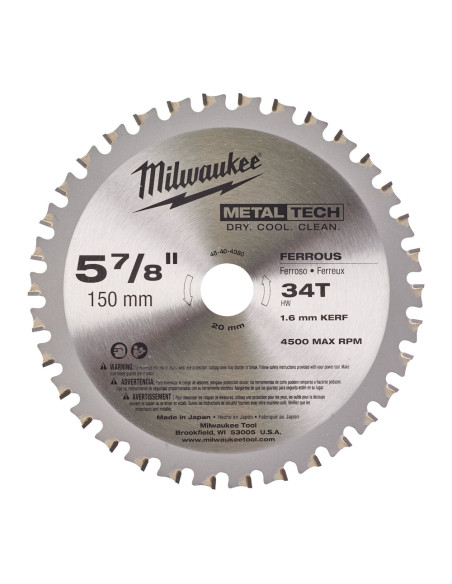 MILWAUKEE Lame per seghe circolari in Metallo Diametro 150 mm 34 n.Denti
