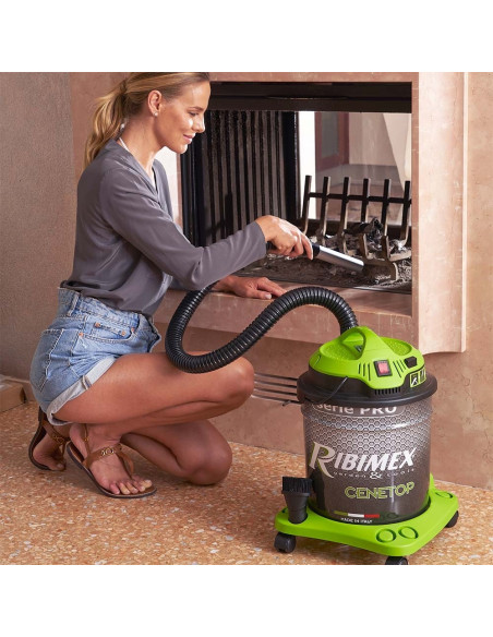 Ribimex CENETOP aspiracenere 1200W bidone 18 L per stufa e camino