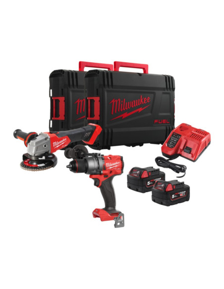 Kit Milwaukee M18 FPP2E3-502X: FPD3 & FSAG125B FUEL™ avvitatore + smerigliatricve