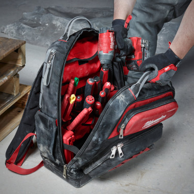 MILWAUKEE Zaino da cantiere porta utensili multi tasche fondo rigido
