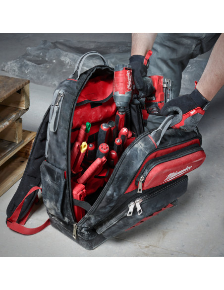 MILWAUKEE Zaino da cantiere porta utensili multi tasche fondo rigido