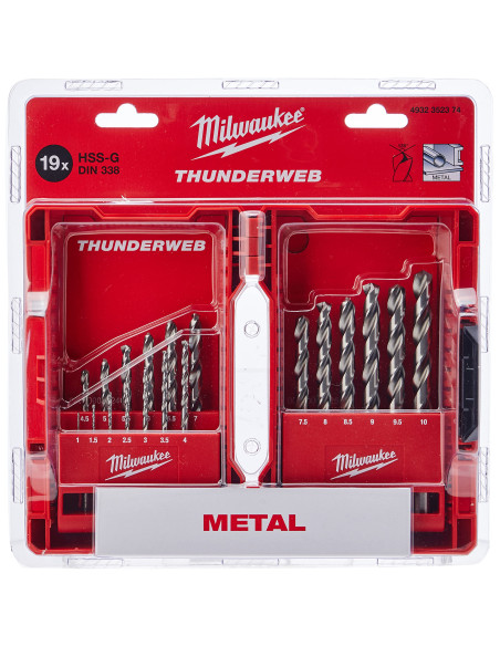 Assortimento 19 punte Milwaukee THUNDERWEB metallo HSS-G DIN 338