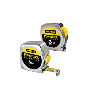 Flessometro STANLEY POWER LOCK  cromato da 3 e 5  metri