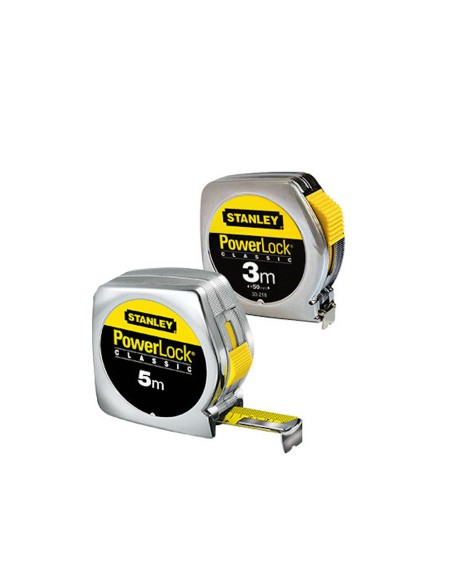 Flessometro STANLEY POWER LOCK  cromato da 3 e 5  metri
