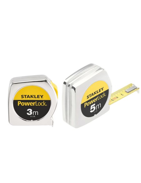 Flessometro STANLEY POWER LOCK  cromato da 3 e 5  metri