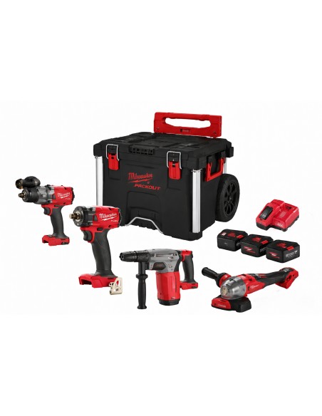 Milwaukee Kit M18 FPP4IT-553TB FUEL 18V 4 Utensili + Trolley PACKOUT