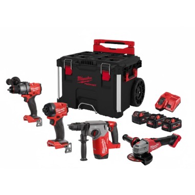 Milwaukee Kit M18 FPP4IT-553TB FUEL 18V 4 Utensili Fuel Trolley PACKOUT