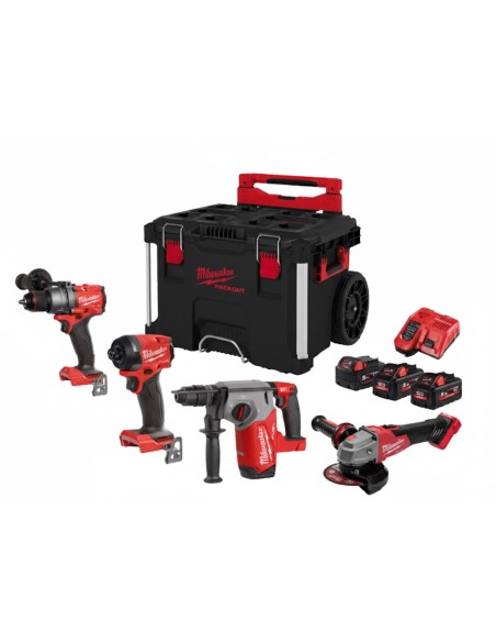 Milwaukee Kit M18 FPP4IT-553TB FUEL 18V 4 Utensili Fuel Trolley PACKOUT
