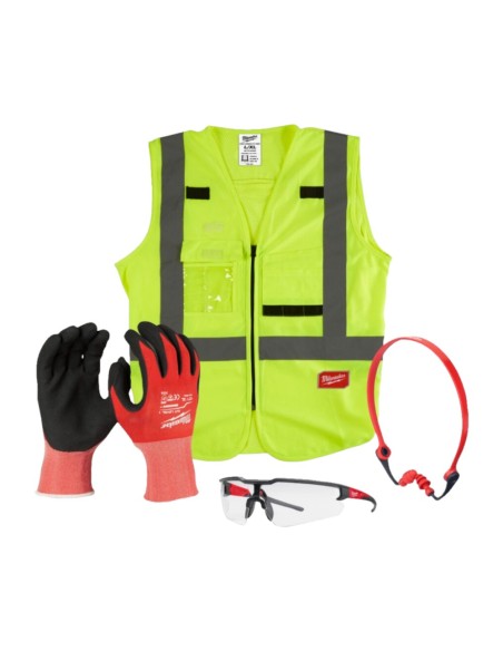MILWAUKEE Kit sicurezza 2.0 gilet occhiali guanti archetto auricolare