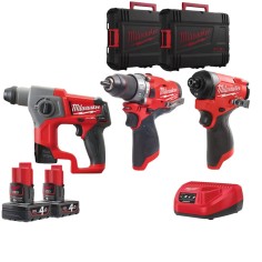 MILWAUKEE M12 FPP3A2-402X kit 12V DI 3 ELETTRUTENSILI CON BATTERIE