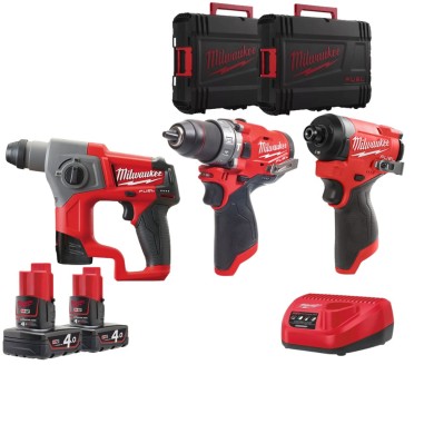 MILWAUKEE M12 FPP3A2-402X kit 12V DI 3 ELETTRUTENSILI CON BATTERIE