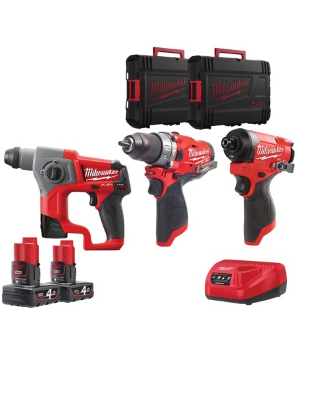 MILWAUKEE M12 FPP3A2-402X kit 12V DI 3 ELETTRUTENSILI CON BATTERIE