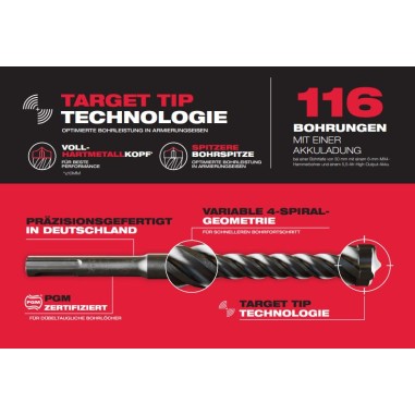 Punta MILWAUKEE MX4 trapano SDS PLUS 4 taglienti hitachi hilti bosch dewalt