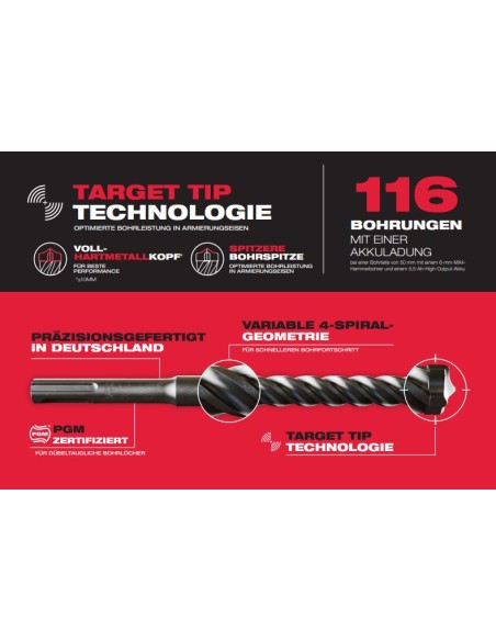 Punta MILWAUKEE MX4 trapano SDS PLUS 4 taglienti hitachi hilti bosch dewalt