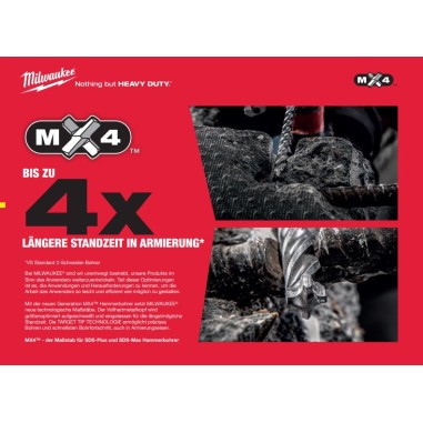 Punta MILWAUKEE MX4 trapano SDS PLUS 4 taglienti hitachi hilti bosch dewalt