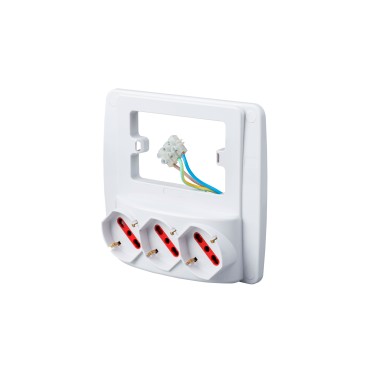 Multipresa Parete Rosi RS94132 Emilia Smart | 3 Prese Schuko Bipasso