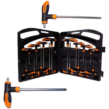 SET 16 CHIAVI ESAGONALI E TORX CON FORO VALIGETTA CACCIAVITI T BGS 90