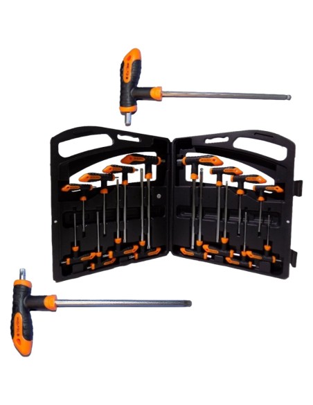 SET 16 CHIAVI ESAGONALI E TORX CON FORO VALIGETTA CACCIAVITI T BGS 90