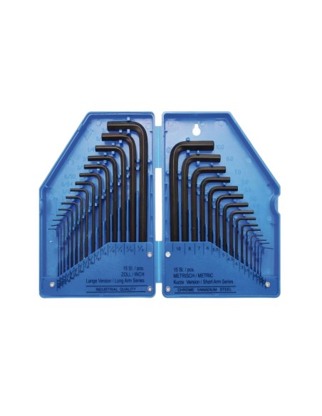Set 30 chiavi a BRUGOLA ESAGONALI misure in POLLICI E METRICHE BGS 810