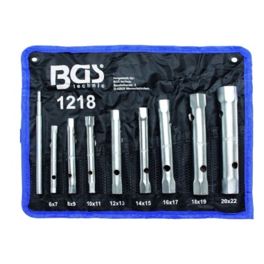 Set 8 chiavi a TUBO ESAGONALI con CUSTODIA DOPPIE 6-22 mm BGS 1218