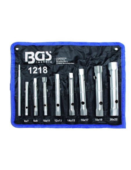 Set 8 chiavi a TUBO ESAGONALI con CUSTODIA DOPPIE 6-22 mm BGS 1218