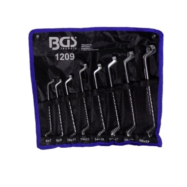 Set SERIE 8 chiavi POLIGONALI DOPPIE CURVE con CUSTODIA BGS 1209