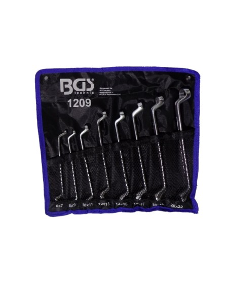 Set SERIE 8 chiavi POLIGONALI DOPPIE CURVE con CUSTODIA BGS 1209
