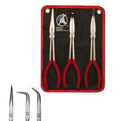 Tris kit pinze extra lunghe lunghissime 280 mm becco dritto curvo