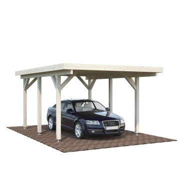 Carport in Legno Laminato 11,7 m² | Tetto Piano e Struttura Robusta 120x120mm