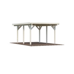 Carport in Legno Laminato 11,7 m² | Tetto Piano e Struttura Robusta 120x120mm
