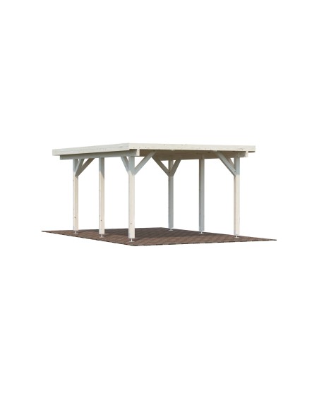 Carport in Legno Laminato 11,7 m² | Tetto Piano e Struttura Robusta 120x120mm