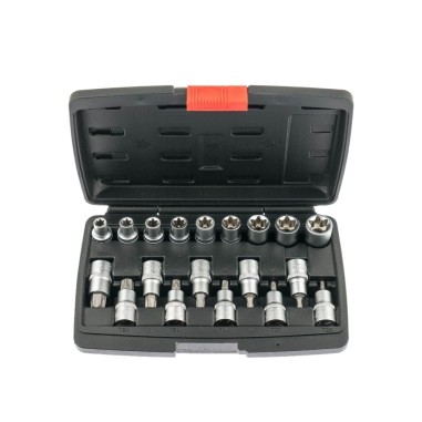 BGS 95100 cassetta 19 pz. set assortimento bussole 1/2" Torx femmina e maschio