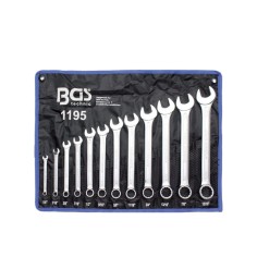 BGS 1195 serie 12 pezzi chiavi cromate combinate in pollici angolo 15°