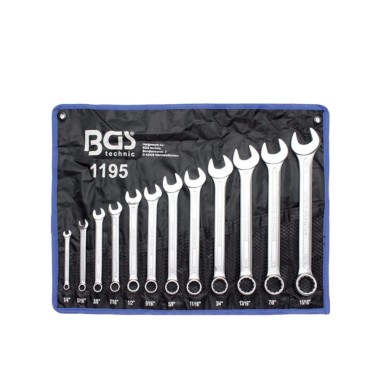 BGS 1195 serie 12 pezzi chiavi cromate combinate in pollici angolo 15°