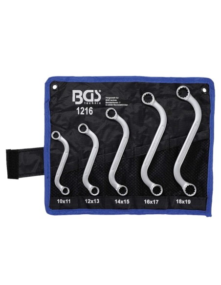 BGS 1216 assortimento serie 5 chiavi poligonali a S cromate 10 a 19 mm