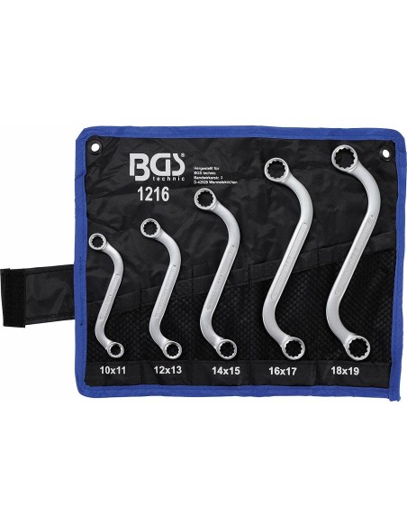 BGS 1216 assortimento serie 5 chiavi poligonali a S cromate 10 a 19 mm