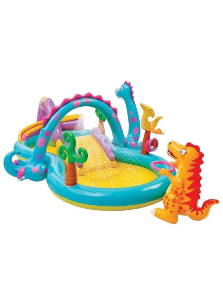 PISCINA INTEX GONFIABILE DINOSAURI CON GIOCO CASCATA CANESTRO SCIVOLO